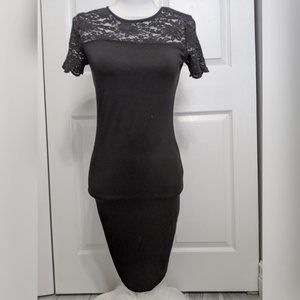 Vince Camuto Black Spandex/Lace Midi Dress